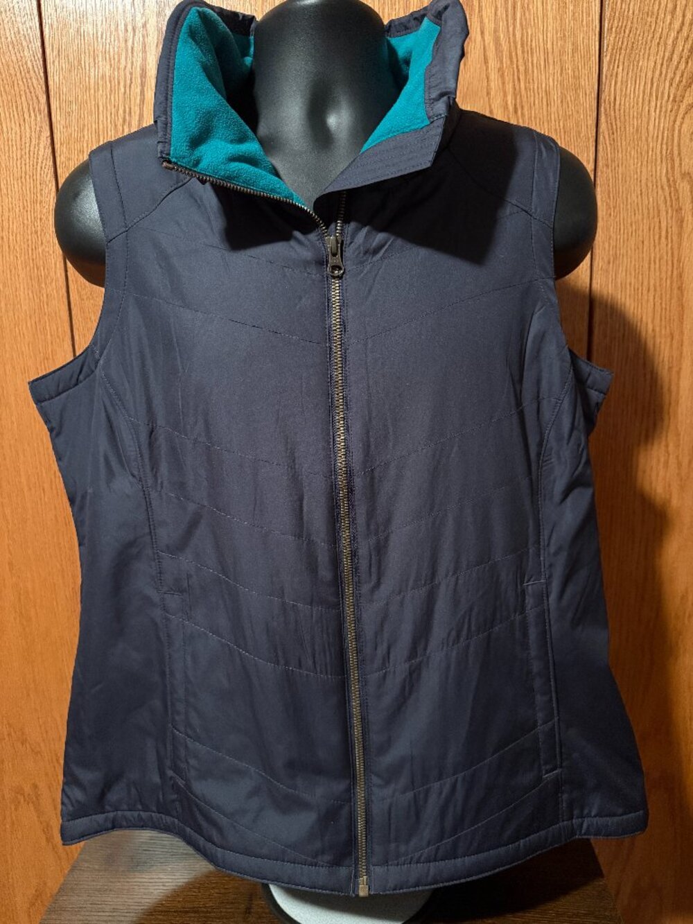 Columbia Navy Blue Fleece Lined Zip Up Vest Size XL
